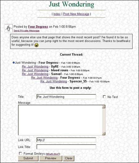 4degreez.com Message Post Screenshot